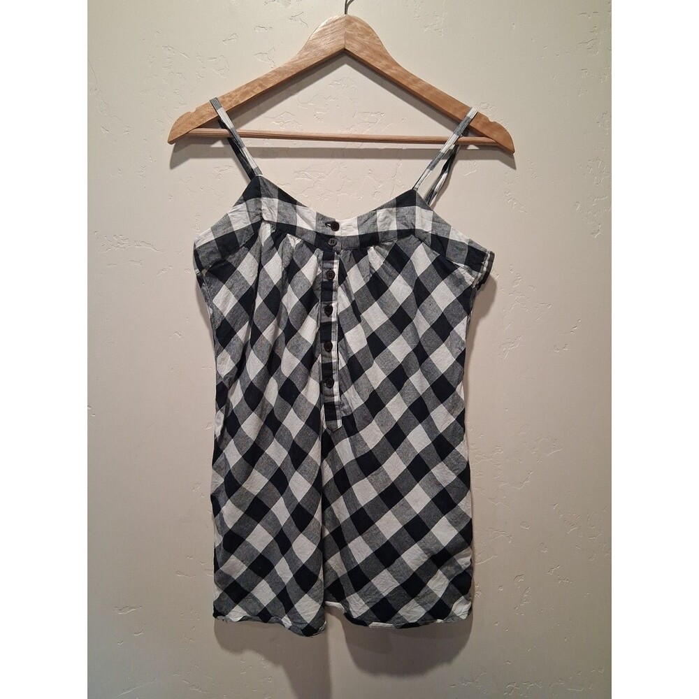 90s Grunge Gingham Tank Camisole Top Black White Whimsygoth Rockabilly L